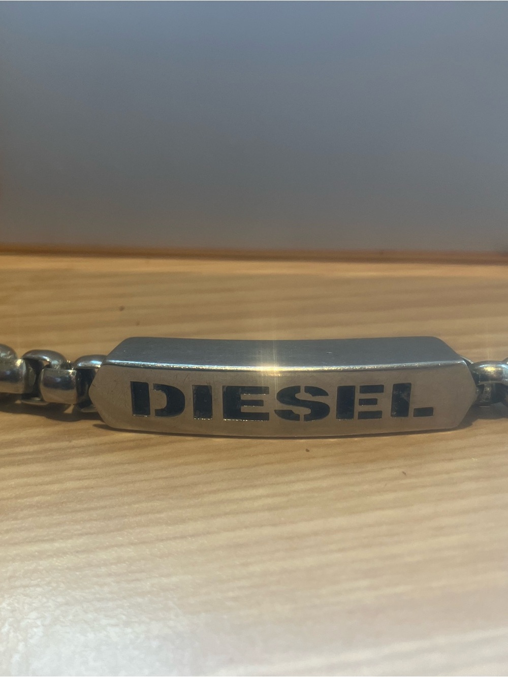 Diesel Silver Stainless Steel ID Bracelet with Bold Logo